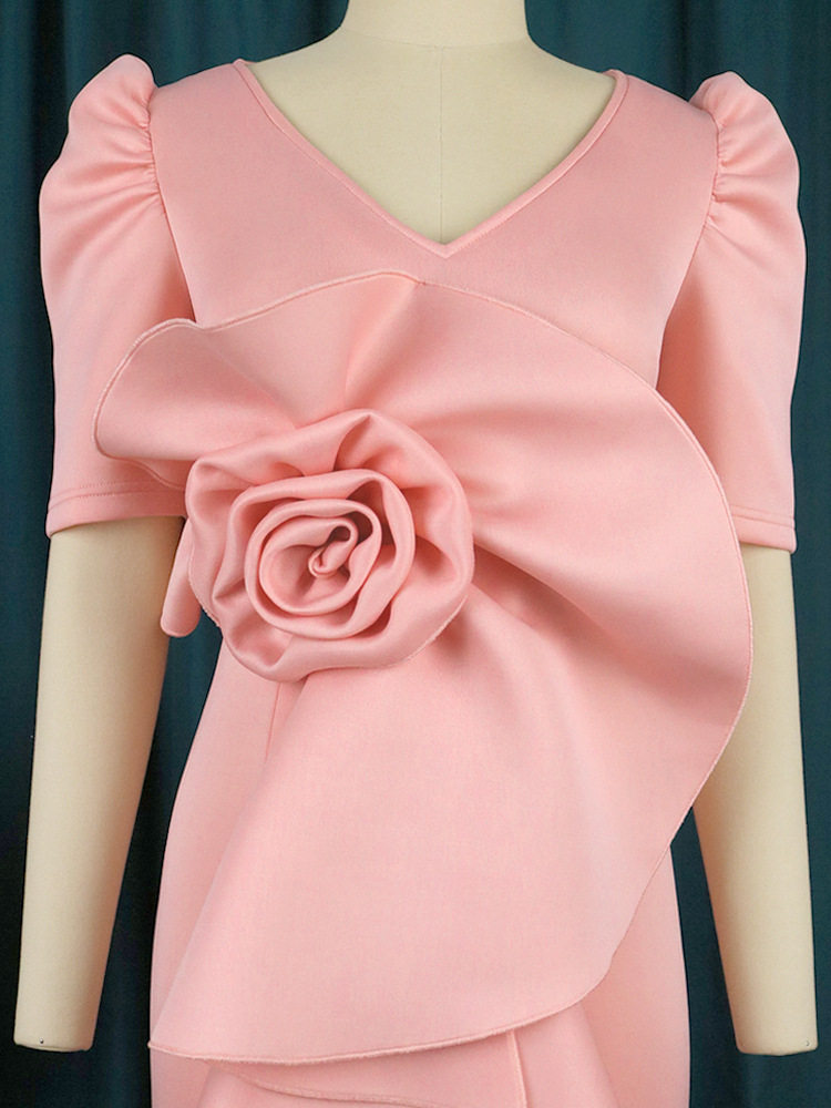 Тонкий габаритный цветы. Цвести платья платье Three-dimensional Flower Party Dress 