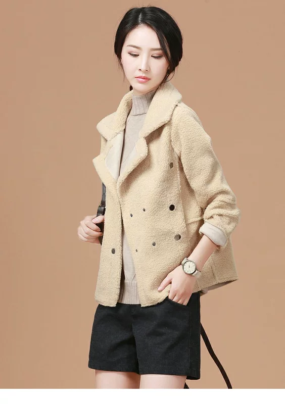Han Chao tấn công 2018 mới mùa thu và mùa đông ngắn cổ áo phù hợp với áo khoác cashmere cho nữ áo khoác burberry nữ