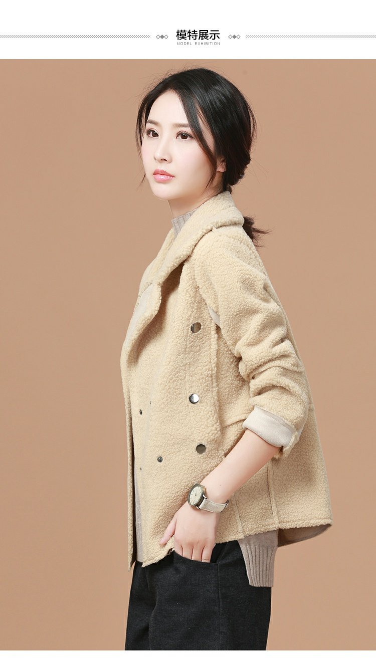 Han Chao tấn công 2018 mới mùa thu và mùa đông ngắn cổ áo phù hợp với áo khoác cashmere cho nữ áo khoác da lộn nữ