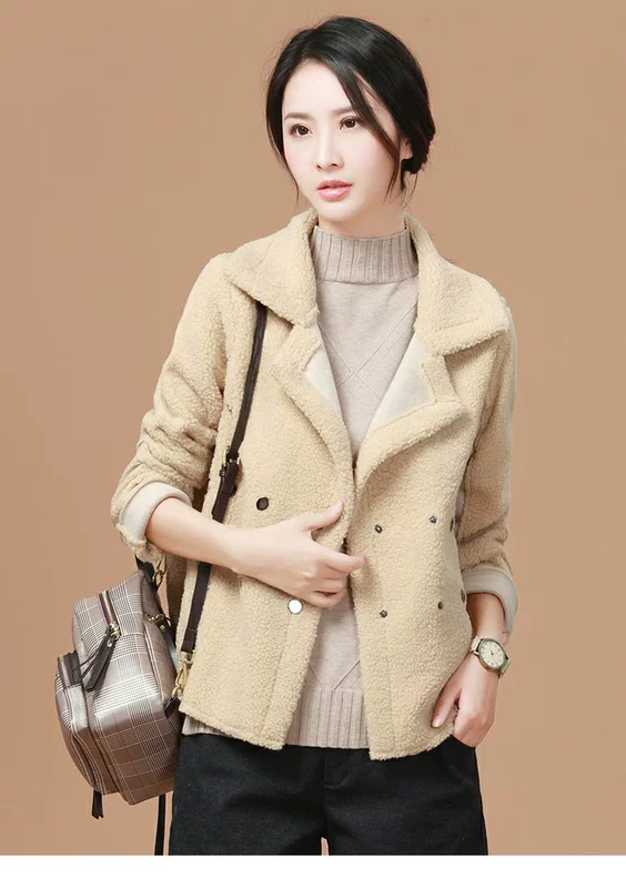Han Chao tấn công 2018 mới mùa thu và mùa đông ngắn cổ áo phù hợp với áo khoác cashmere cho nữ áo khoác burberry nữ