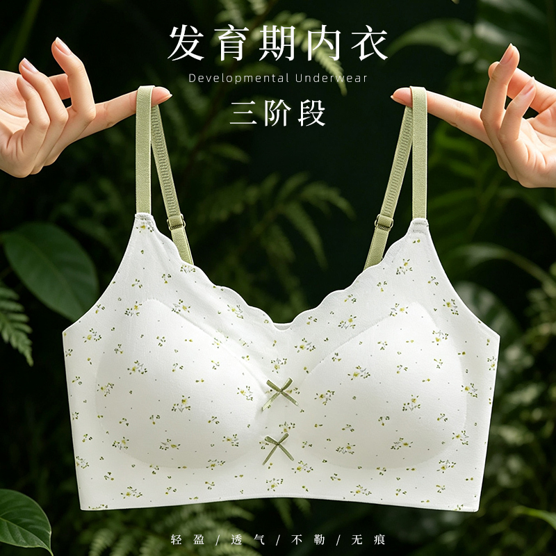 Girls' Underwear, High School Students' Bras, Adolescent Development Period Bras, Junior High School Students' Large Size Fixed Cup Sports Shock-Proof Vests Girls' Underwear, High School Students' Bras, Adolescent Development Period Bras, Junior High School Students' Large Size Fixed Cup Sports Shock-Proof Vests