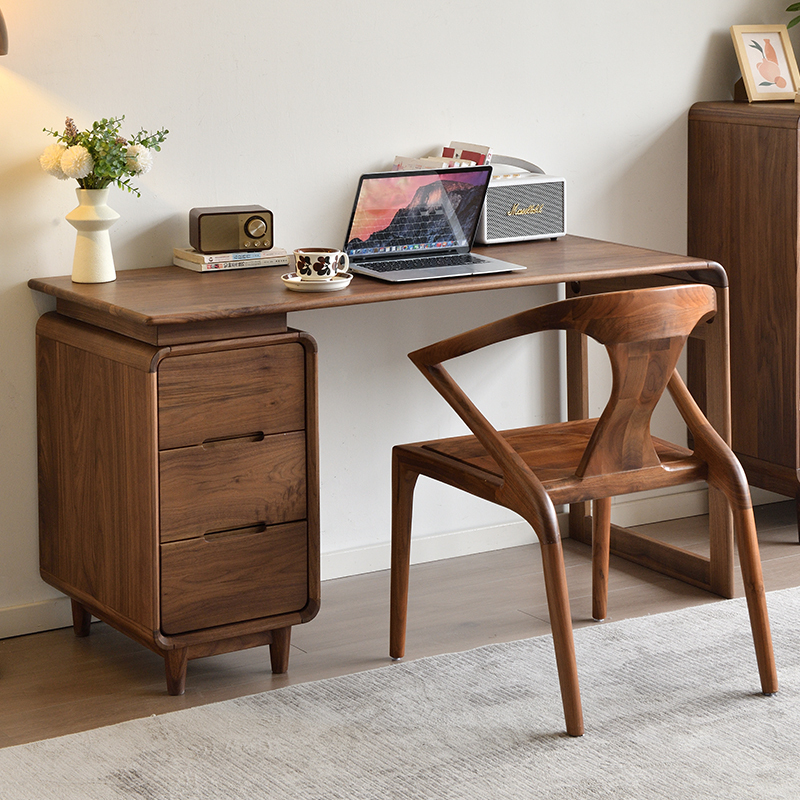 North American Black Walnut Solid Wood Desk Modern Minimalist Study Bedroom Office Writing Desk Computer Desk Study Furniture North American Black Walnut Solid Wood Desk Modern Minimalist Study Bedroom Office Writing Desk Computer Desk Study Furniture