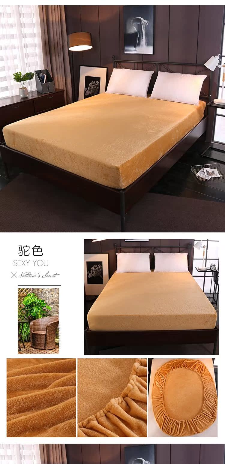 Mùa đông ấm áp dày lông cừu san hô flannel giường đơn mảnh Simmons bảo vệ tấm trải giường trượt 1.51.8 giường ga chun trải giường	