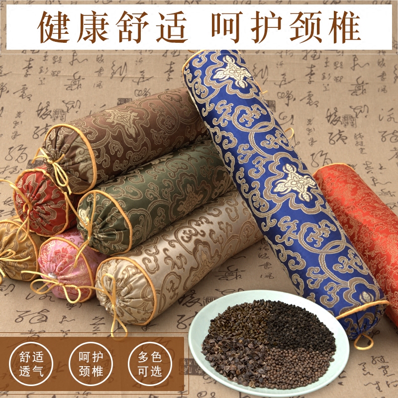 Round pillow cervical pillow round silkworm sand buckwheat leather Cassia neck pillow candy single neck pillow adult hard pillow core