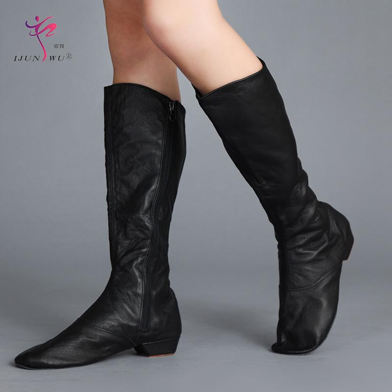 Mongolian Dance Boots for Women, Long Boots, Cowhide High Heels, Three-Point Heel, Genuine Leather Long Boots, Side Zipper, Easy to Put on and Take Off