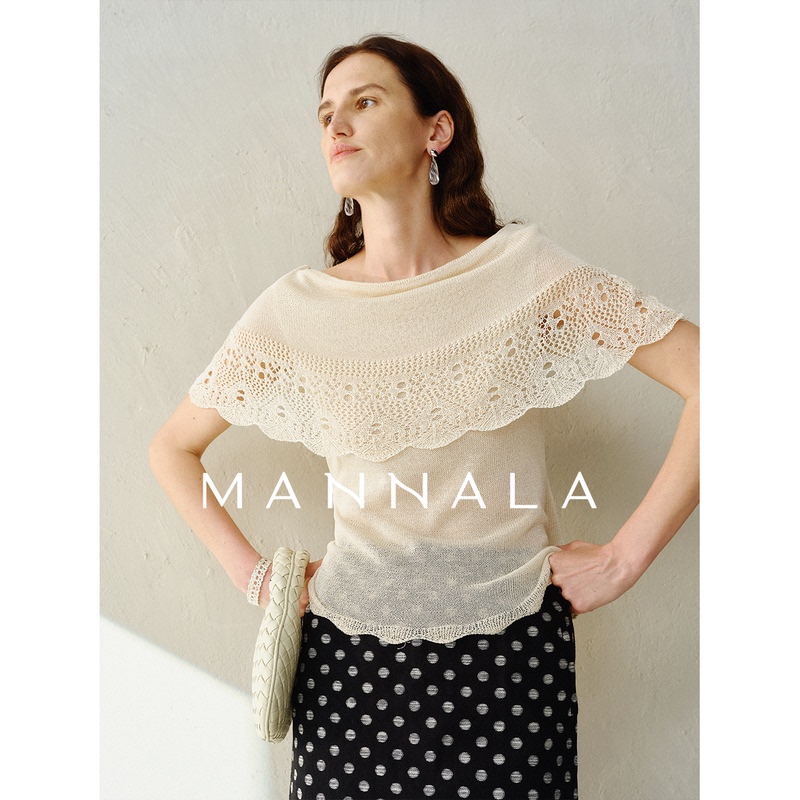 Mannala | “Little Lotus” Elegant and Chic One-Piece Cape Short Slimming Ruffle Collar Knit Sweater