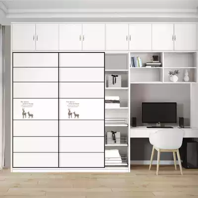 Customized wardrobe sliding door high density plate wardrobe sliding door customized sliding door simple cloakroom solid wood sliding door