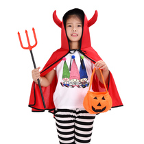Halloween horn cloak Childrens costume Male vampire cos costume performance clothes Witch Demon cloak dress up