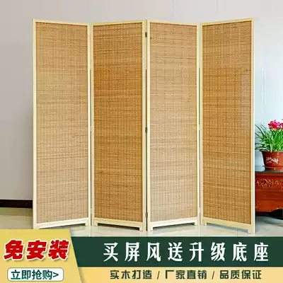 Bamboo woven wooden screen folding Office dining room partition wall Living room Bedroom Dormitory Economical entrance folding screen Simple
