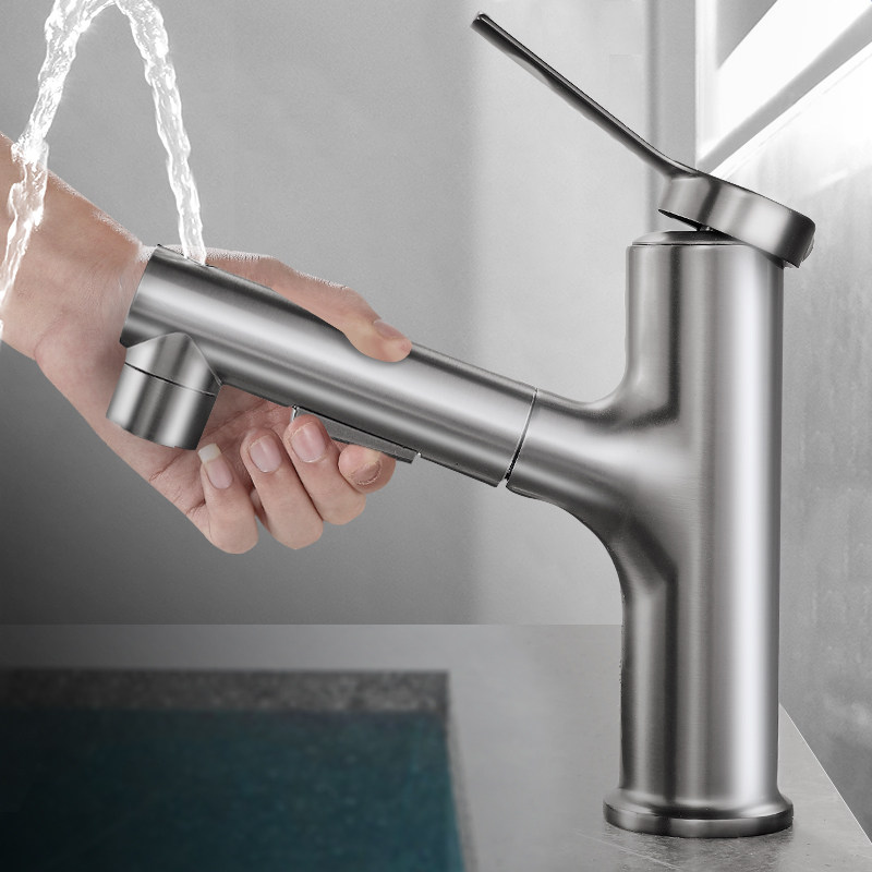 Gun gray pulled-out base cool and hot tap bathroom washbasin wash basin wash basin wash wash basin wash