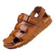 2023 New Top Layer Cowhide Sandals Men's Summer Baotou Genuine Leather Beach Shoes Casual Soft Sole Anti-Slip Youth Sandals