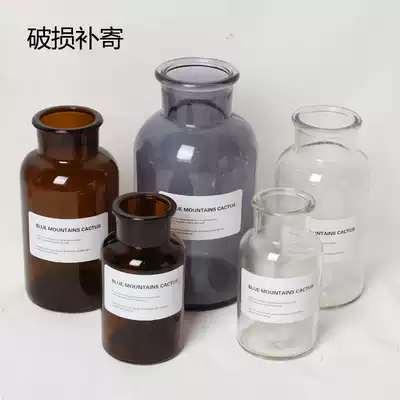 Nordic ornaments retro small brown bottle literary ins wind transparent brown glass vase Small fresh hydroponic flower arrangement