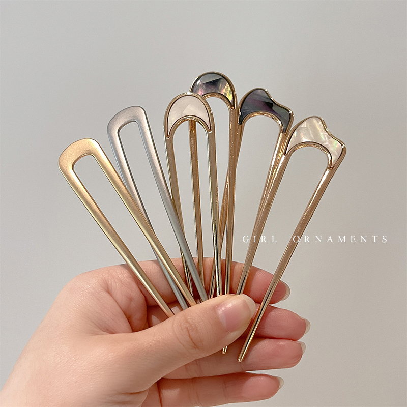 Modern minimalist metal daily plate hair ball hairpin girl ancient style U-shaped small hairpin hairpin all-match headwear