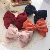 ins Japanese velvet big bow hairclip half tie hair card Net red tremble top clip headgear red hair accessories women