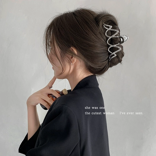 Серебряная большая заколка-крабик с бантиком, изысканная заколка для волос, акула, сексуальные шпильки для волос, аксессуар для волос