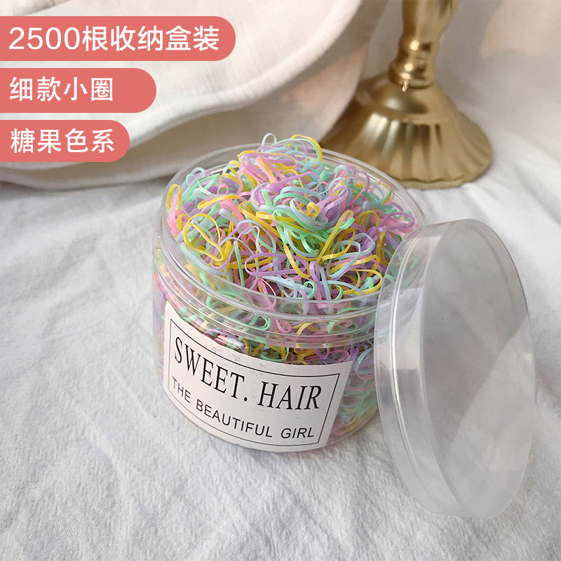 images 15:Candy-colored one-time hair stuck with a small rubber band child hair ring female color cute leather sleeve hair rope hair jewelry