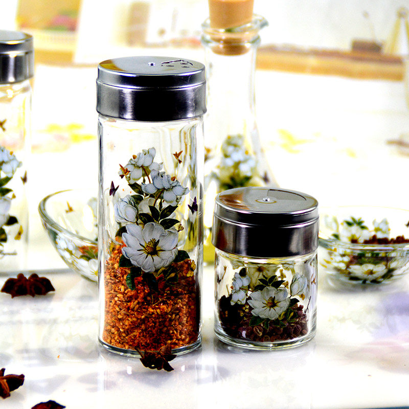 Korean kitchen glass flavor box packaged salt bottle barbecue flavor bottle pepper powder bottle