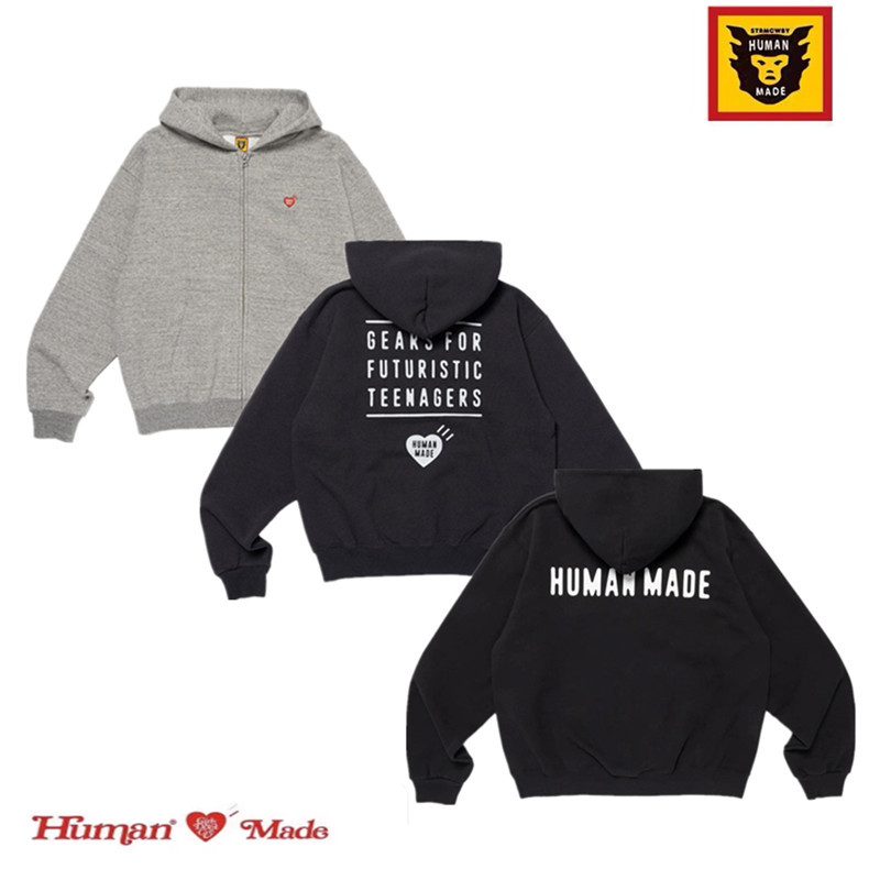 Official Website 50% off】Human Made Classic Heart Embroidered Letter Zipper Cardigan Hoodie 25Aw