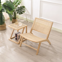 Rattan Solid Wood Sofa Chair Day Style Living-room Chair Backrest Sloth read chair Eurostyle modern balcony Leisure chair