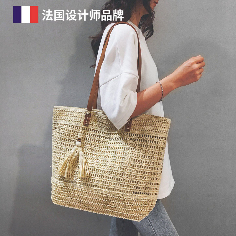 French Boutique Givenivan Summer Commuter Straw Woven Women's Bag Vacation Style Woven Bag Vacation Style Beach Bag Trendy