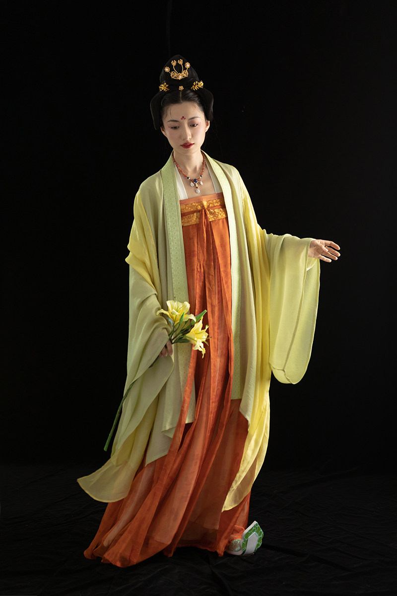 (Spot) Qiao Long An Flower Series-Zhu and Bei-Late Tang Qi Chest Large Sleeve Shirt With Pleat Skirt Han Fu Original Female