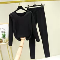 Черный комплект, штаны, круглый воротник