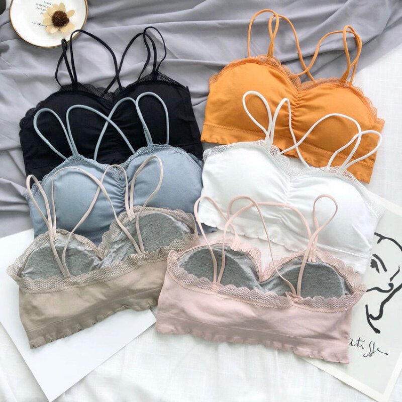 Sports underwear women's Korean version bandeau bra without rims Beauty back gathered anti-light suspender base vest