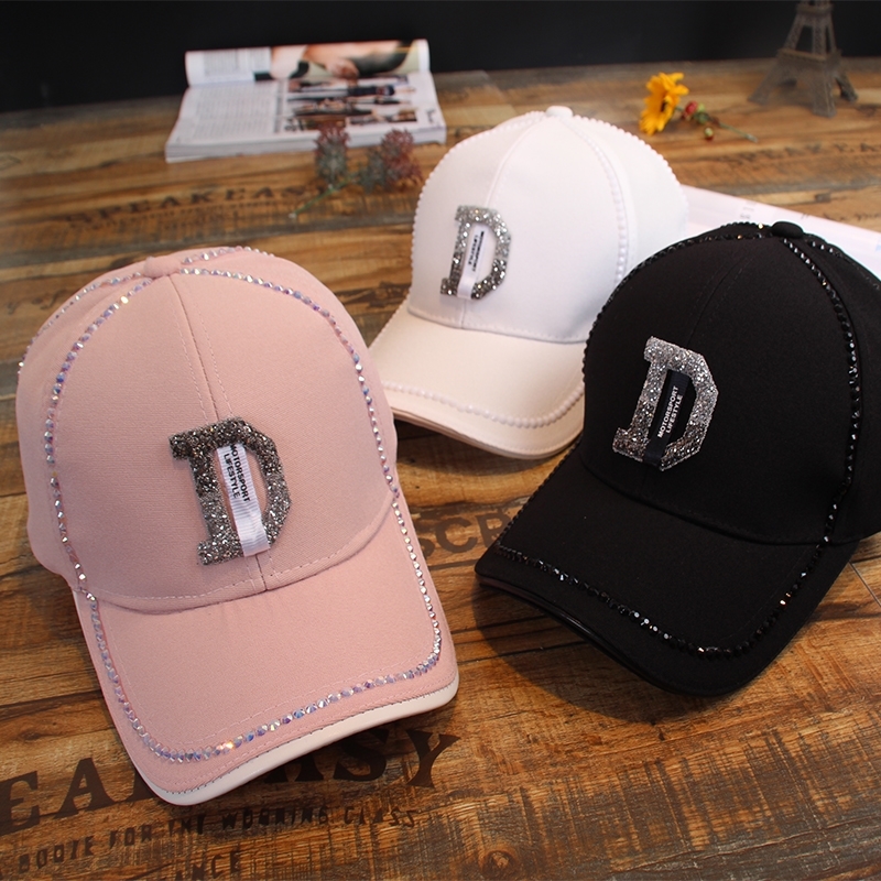Hat women's cap hand-set diamond rhinestone baseball cap female Korean version of the new fashion trend wild summer sun hat