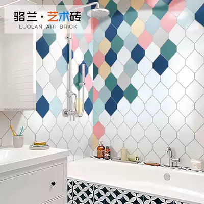 Nordic kitchen powder room non-slip wear-resistant bathroom wall brick ceramic tile ins net red bathroom diamond brick