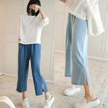 Pregnant Woman Pants Summer Thin FASHION OUTSIDE WEARING OPEN FORK TENDY JEANS 90% STRAIGHT CYLINDER ICE SILK BROADLEGGED PANTS SUMMER DRESS