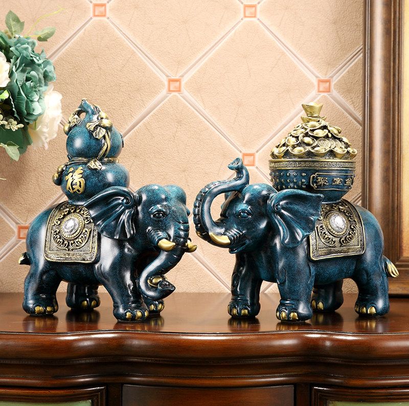 Elephant Pendulum decoration Feng Shui Elephant a couple of gig Joe Qiao relocating to the new residence Living room Wine Cabinet Decoration Office Opening Gift