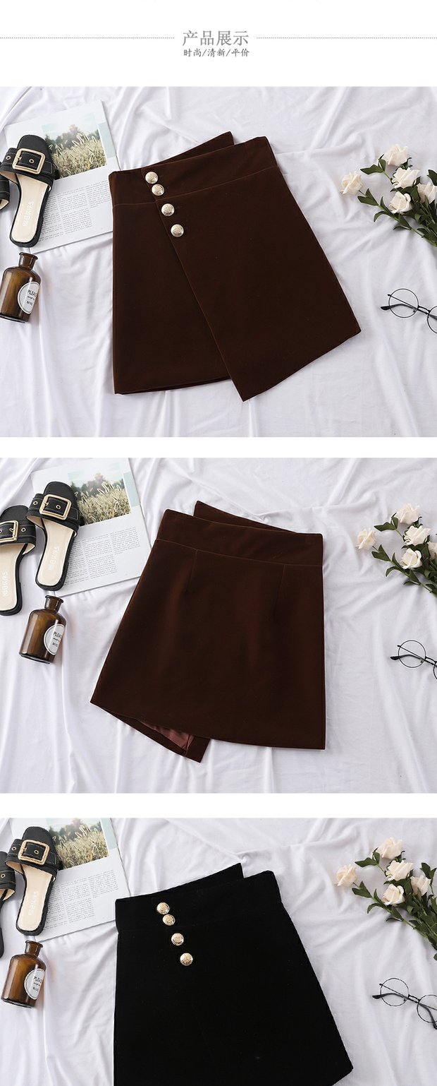 Mùa thu và mùa đông khí mới không đối xứng chéo khóa retro váy nữ cao eo slim slim nhung túi hip váy thủy triều chân váy chữ a màu đen