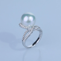 Customer Custom Leaf Floating recommended 18K gold diamond inlaid ring Natural seawater pearl Aussie white