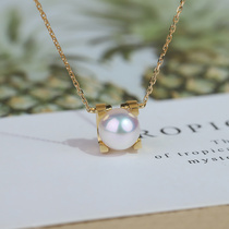 Customer Custom Leaf Floating recommended 18K gold necklace with akoya natural seawater pearl