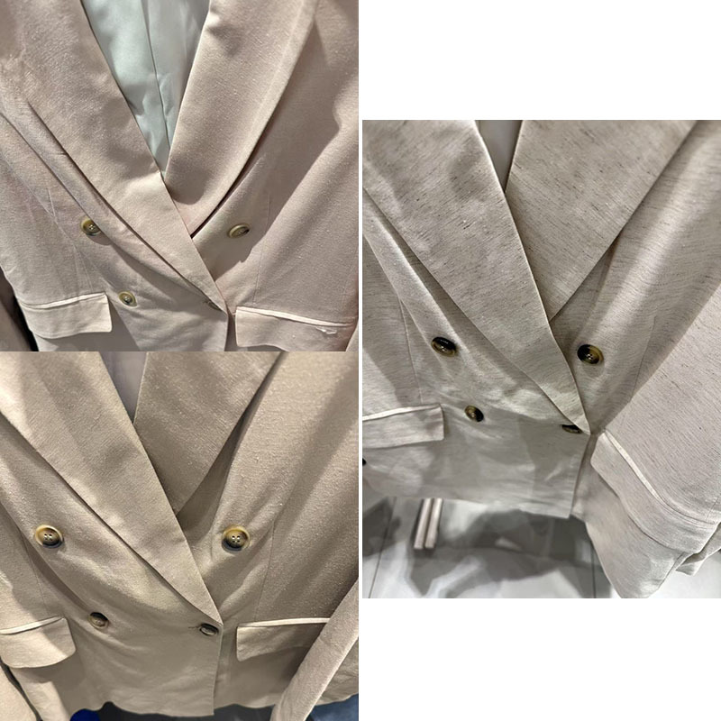 Authentic Women's Clothing from the Store, 2025 Spring Collection, Solid Color Double-Breasted Casual Versatile Blazer Jacket 1267586 