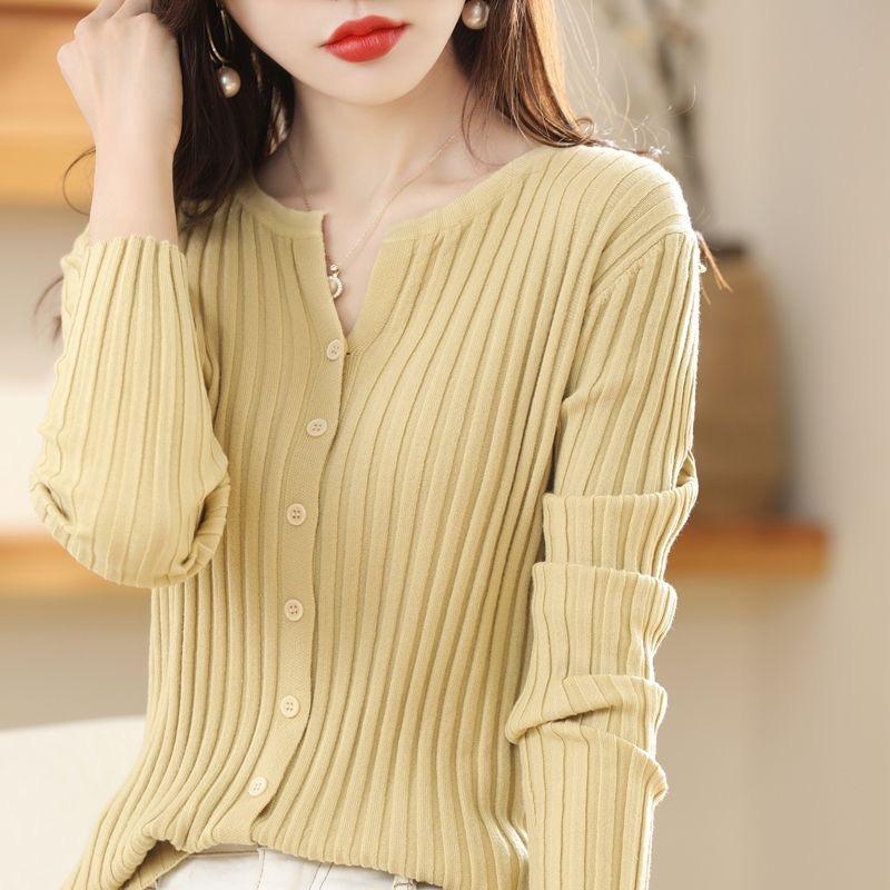 Vertical Striped Knit Sweater 2026 New Cardigan Jacket, Age-Reducing, Slimming, Versatile Sweater for Women, Knitted Base Shirt Top Vertical Striped Knit Sweater 2026 New Cardigan Jacket, Age-Reducing, Slimming, Versatile Sweater for Women, Knitted Base Shirt Top