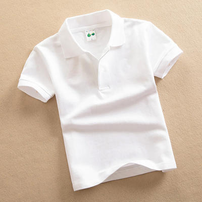Children's short-sleeved T-shirts, pure cotton white half-sleeved shirts for boys, summer Zhongda children's clothing, primary school girls polo shirts, class uniforms