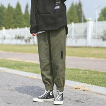 2020 new autumn and winter velvet overalls women loose bf wind unisex hiphop student drawstring leg slacks show thin