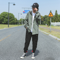 2020 autumn medium and long windbreaker womens spring and Autumn thin hooded street neutral bf wind jacket street cool dovetail handsome