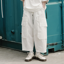 Day Department Slim Fit Pants Woman Big Pocket Small Sub Loose Neutral White Straight Cylinder Wide Leg 90% Casual Pants Summer