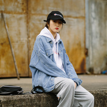 Denim Jacket Women 2021 Spring New Personality Bump Print Loose Salt Handsome Cowboy Jacket