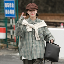 Spring and autumn thin section Japanese long sleeve plaid shirt female sweet beauty college wind lining coat students early autumn blouses bf tide