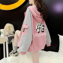 Maternity wear autumn 2023 new coat fashionable thin cardigan zipper sweatshirt outer wear internet celebrity top for women