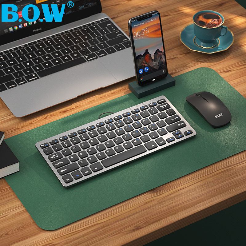 (Send protective film) BOW wireless keyboard small external laptop silent usb wired mouse set home office typing feel good ultra thin compact portable keyboard and mouse