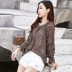 Deep Yidu 2019 xuân hè mặc áo sơ mi nữ mùa xuân và hè mới tay dài in họa tiết voan 8007 - Áo sơ mi chiffon ren
