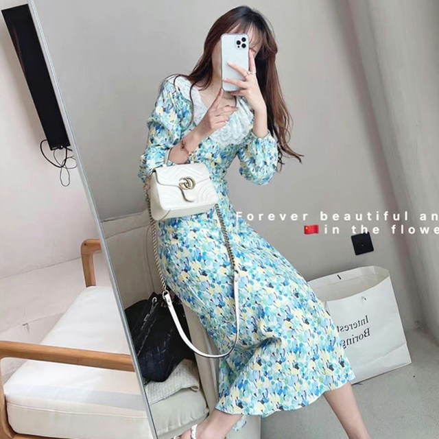 Deep Yidu 2021 summer new large size women's summer fashion elegant floral dress 7014 FK-W