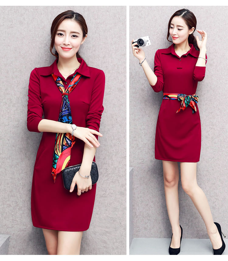 Xuân 2018 mới size lớn nữ xuân hè thu dài váy dài tay áo ren đầm 6912 dam maxi