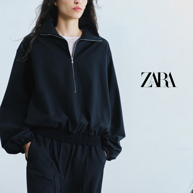 Direct Shipping Purchase of Zara Women's Jacket with Zipper, Stand Collar, Long Sleeves, Cinched Waist, Short Jacket Paired with Loose Straight-Leg Pants Direct Shipping Purchase of Zara Women's Jacket with Zipper, Stand Collar, Long Sleeves, Cinched Waist, Short Jacket Paired with Loose Straight-Leg Pants