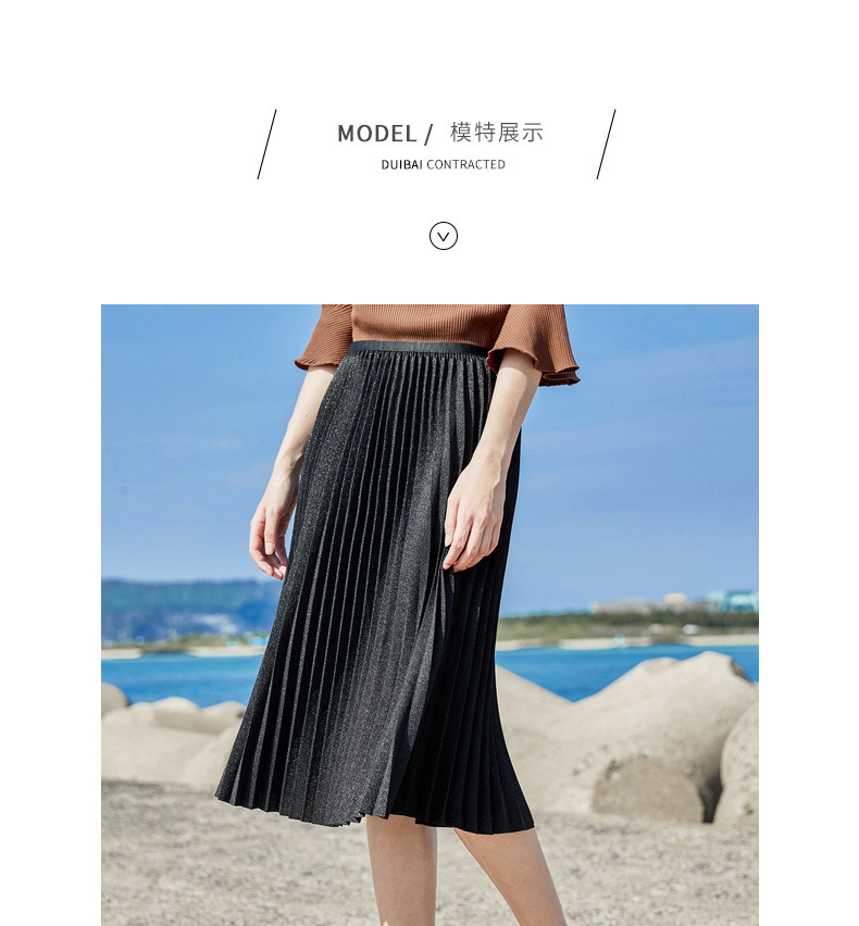 Tương phản đơn giản váy đen xếp li nữ 2019 mới mùa thu váy dài thời trang váy xếp li giản dị - Váy chân váy zara