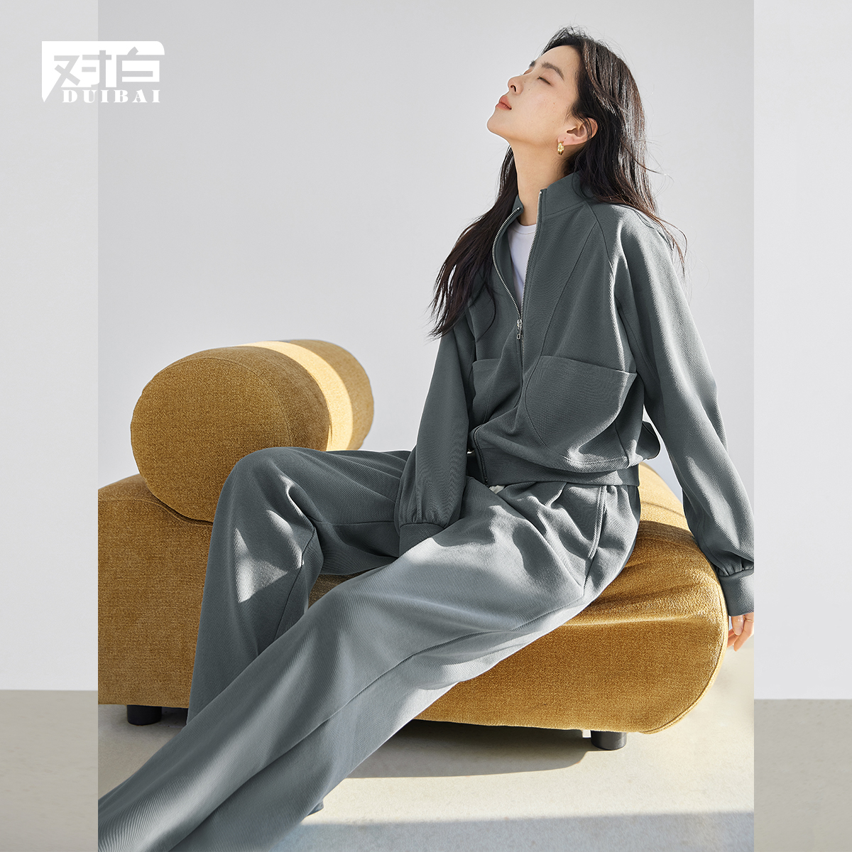 Dialogueファッションカジュアルスポーツセータースーツレディース2025秋新作ショートジャケットストレートパンツ通勤ツーピーススーツ